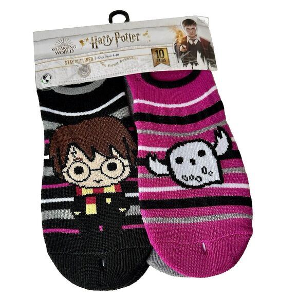 NWT Harry Potter 10 Pairs Socks Stay Put Sock Liner Socks Size 4-10 - Picture 1 of 5